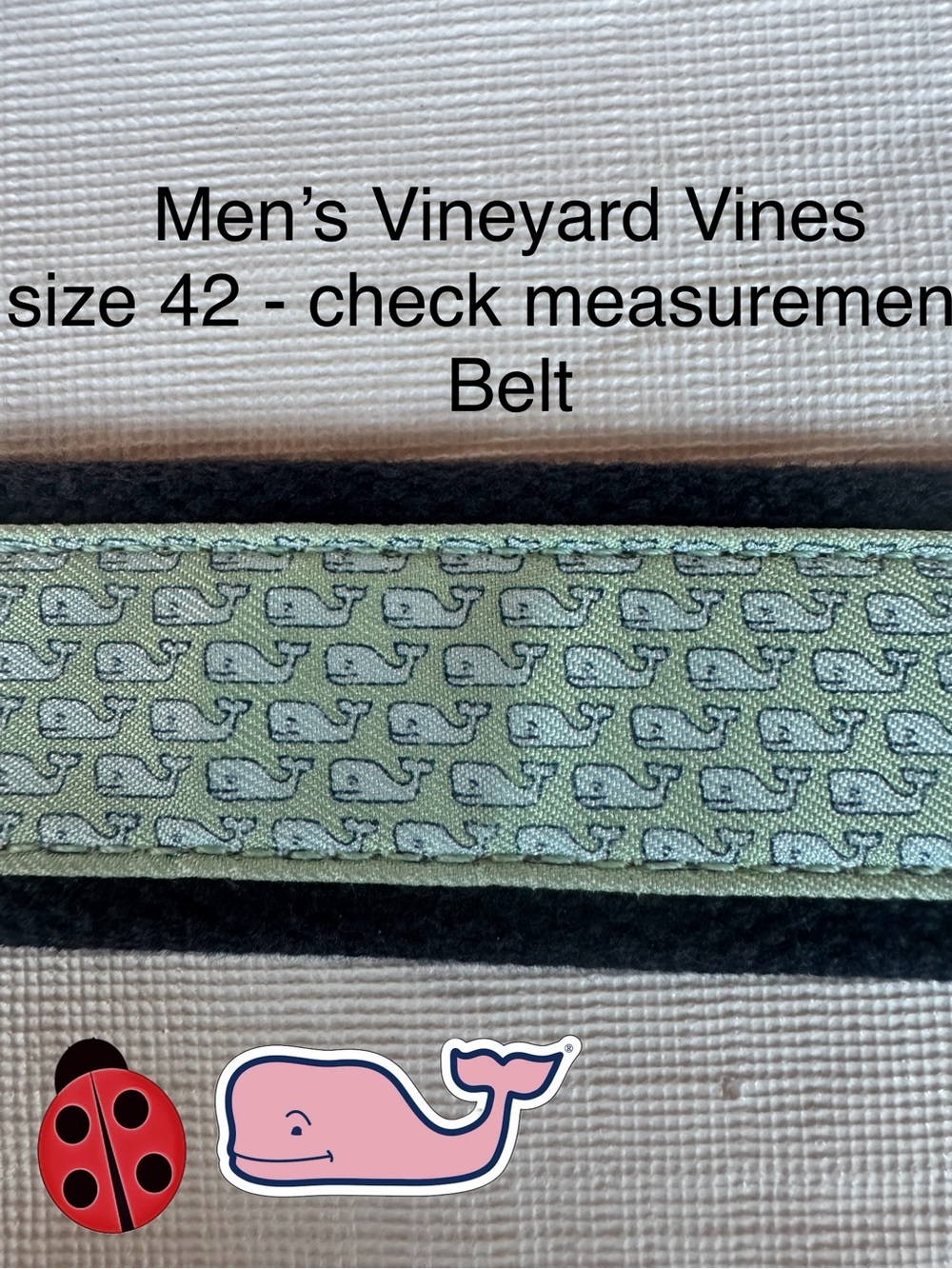 Vineyard Vines Light Green Whale Pattern Belt -42